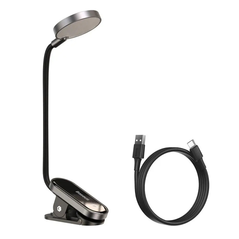 Baseus Mini LED lampička s klipem šedá