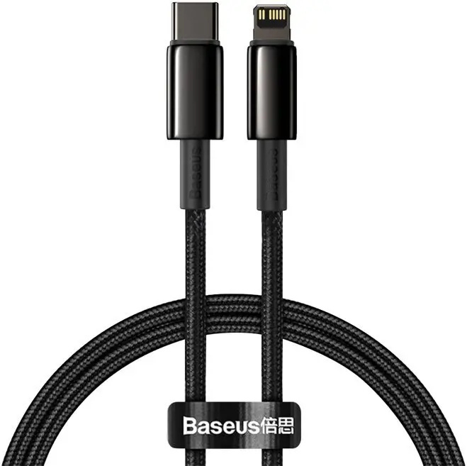 Baseus Tungsten Gold kabel USB-C/Lightning (PD) 20W 1m černý