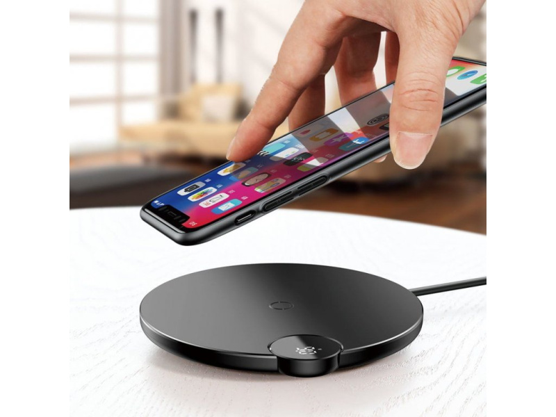 Bezdrátová rychlá nabíječka pro iPhone - BASEUS, Digtal LED Display Black
