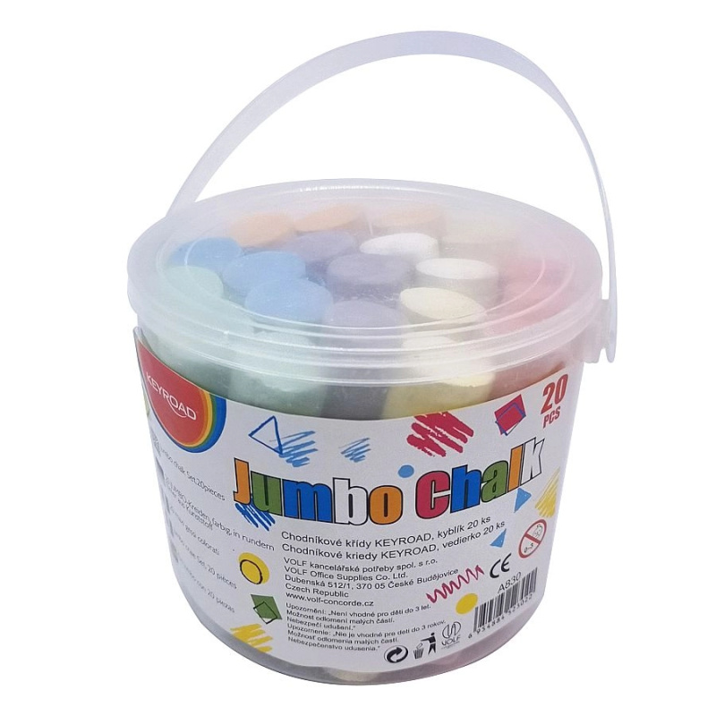 Chodníkové křídy KEYROAD, kyblík 20 ks KEYROAD