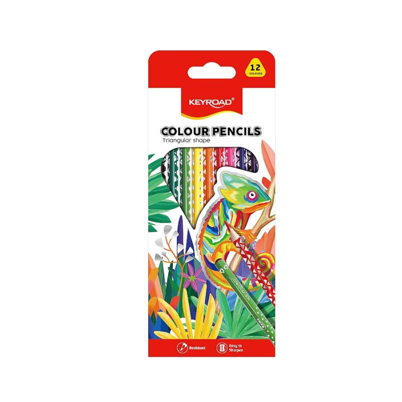 Pastelky KEYROAD trojhranné - 12 ks