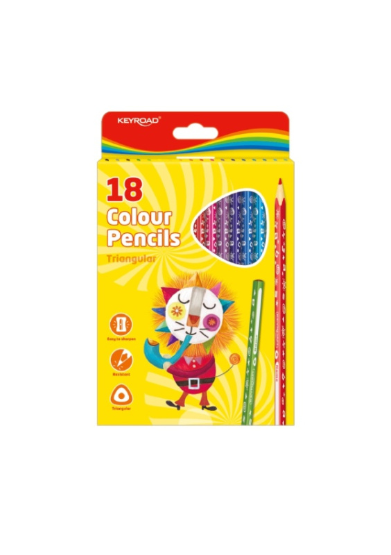 Pastelky KEYROAD trojhranné - 18 ks