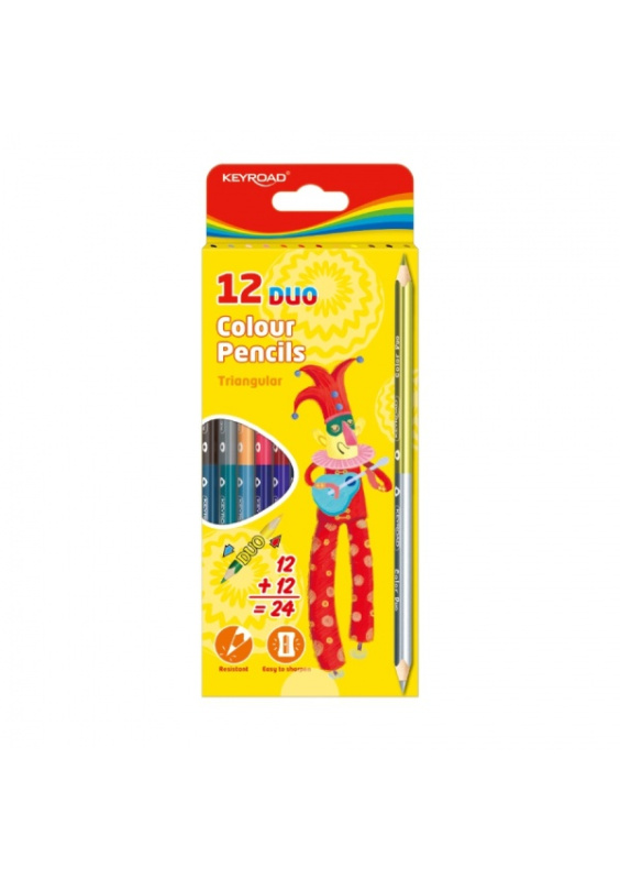Pastelky KEYROAD Duo trojhranné 12ks KEYROAD