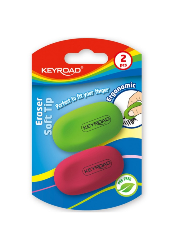 Pryž KEYROAD Soft Tip, 2 ks blistr, asort KEYROAD