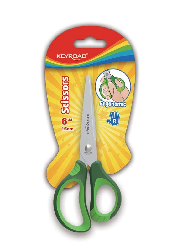 Školní nůžky KEYROAD Soft, 15cm, blistr, asort KEYROAD