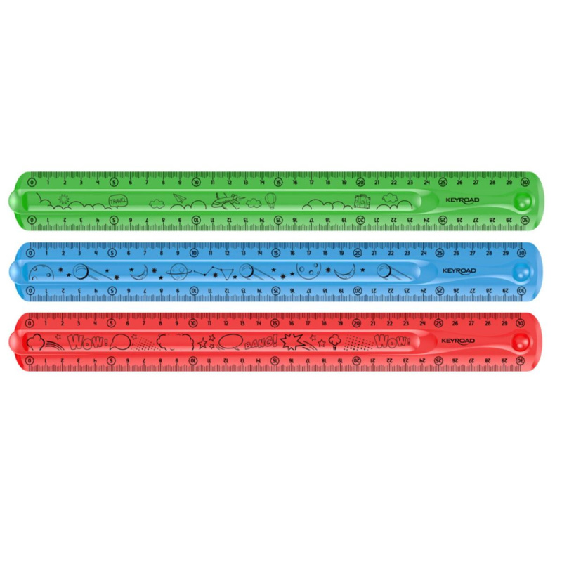 Pravítko KEYROAD - 30cm, Flexi, asort