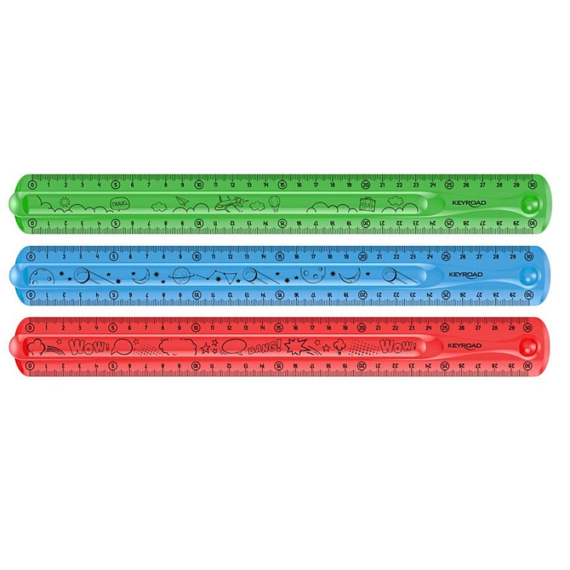 Pravítko KEYROAD - 30cm, Flexi, asort