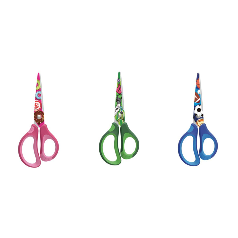 Školní nůžky KEYROAD Tattoo Soft, 15cm, blistr, asort KEYROAD