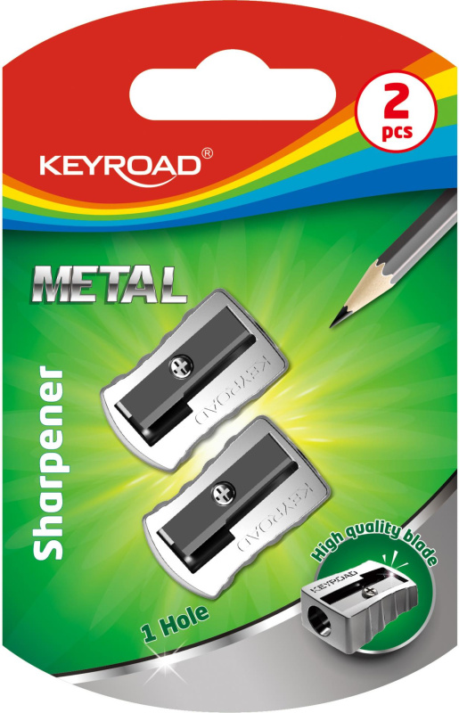 Ořezávátko KEYROAD Metal, 2ks blistr - stříbrné