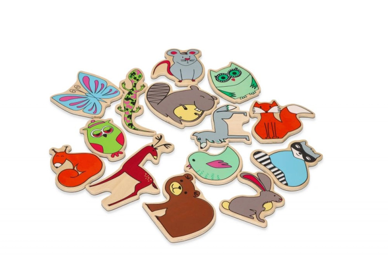 Adam Toys Magnety dřevěné lesní zvířátka 14 ks