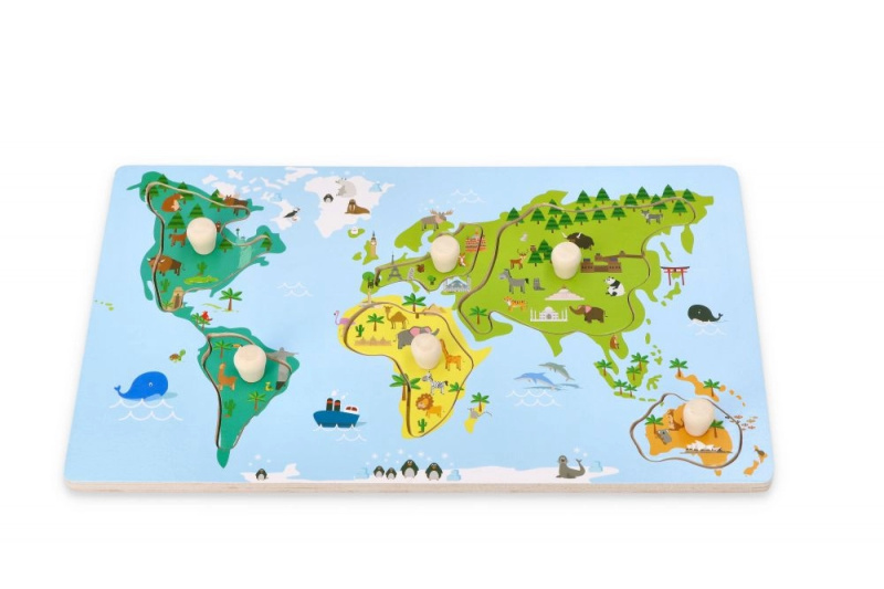 Adam Toys edukační vkládačka s úchyty Mapa Světa