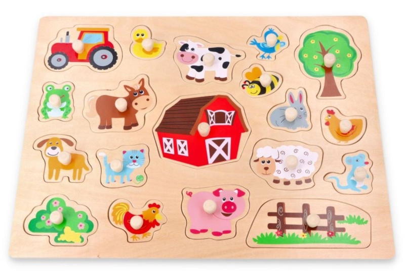 Lelin edukační vkládačka puzzle Farma s traktorem velká