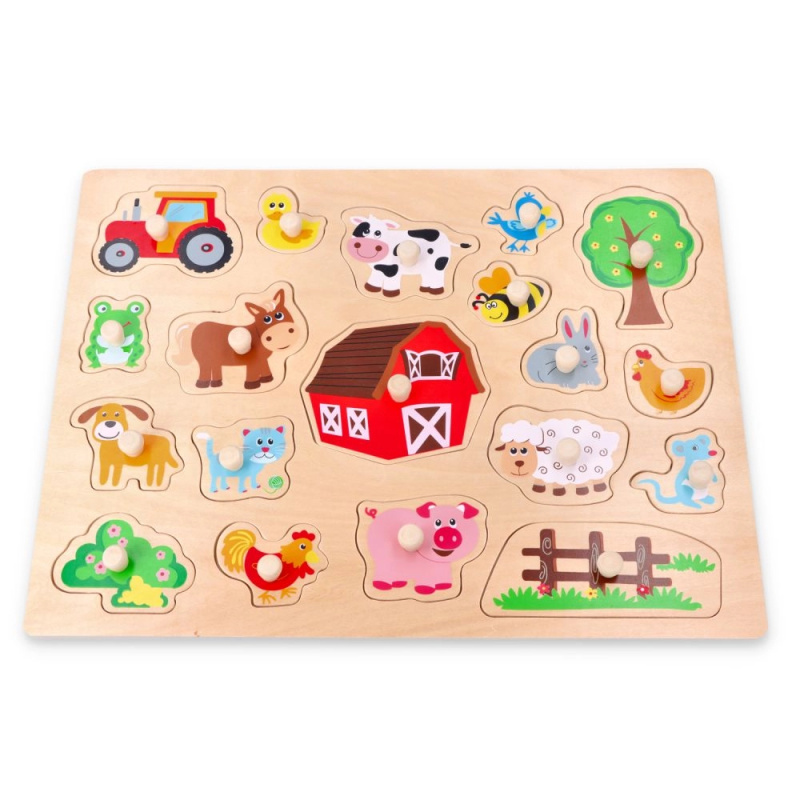 Lelin edukační vkládačka puzzle Farma s traktorem velká