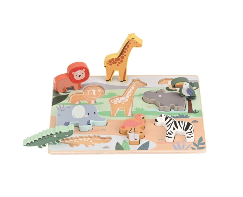 Lelin dřevěné 3D puzzle Safari s figurkami