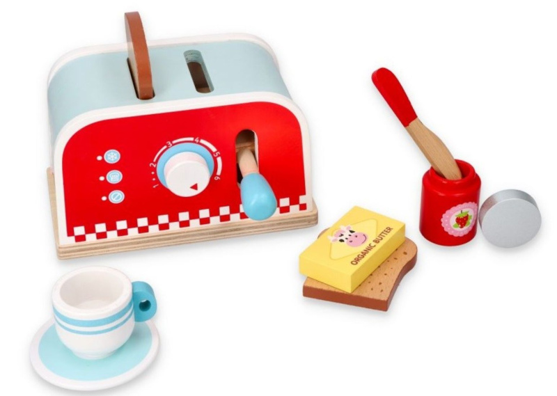 Lelin Dřevěný toaster červený