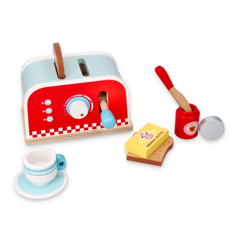 Lelin Dřevěný toaster červený