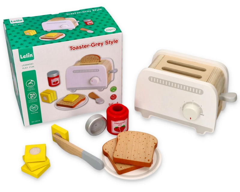 Lelin dřevěný toaster šedý