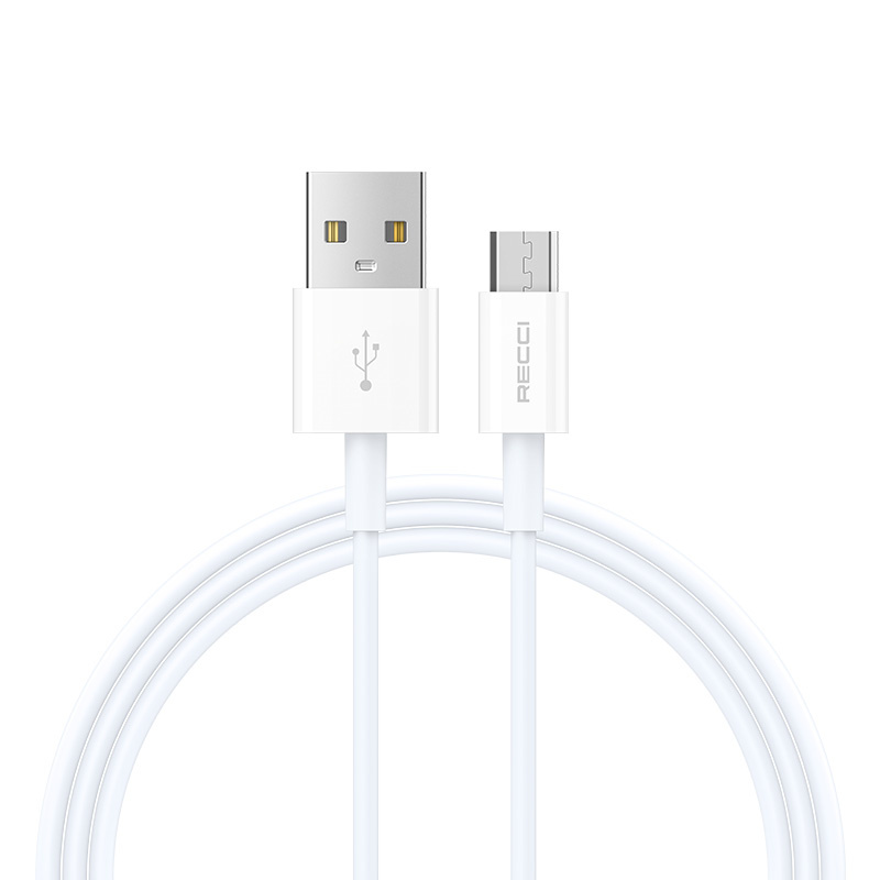 Recci nabíjecí a datový USB-A kabel s konektorem micro USB (1m) RS06M - Bílá
