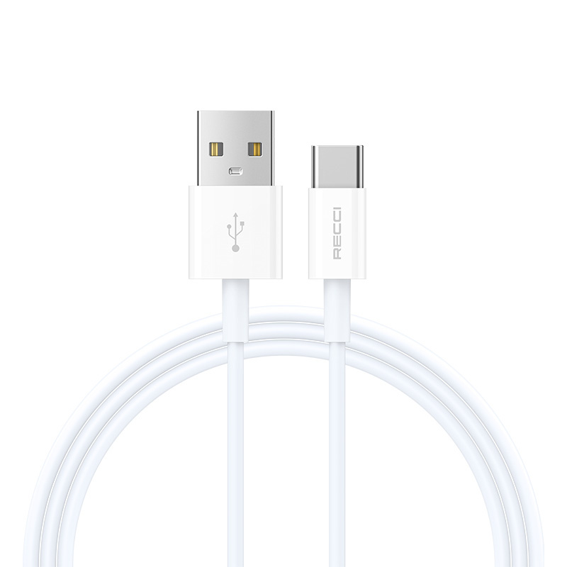 Recci nabíjecí a datový USB-A kabel s konektorem USB-C (1m) RS06C - Bílá