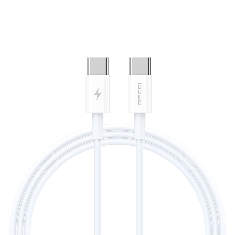 Recci nabíjecí a datový USB-C kabel s konektorem USB-C (1m) RS06CC - Bílá