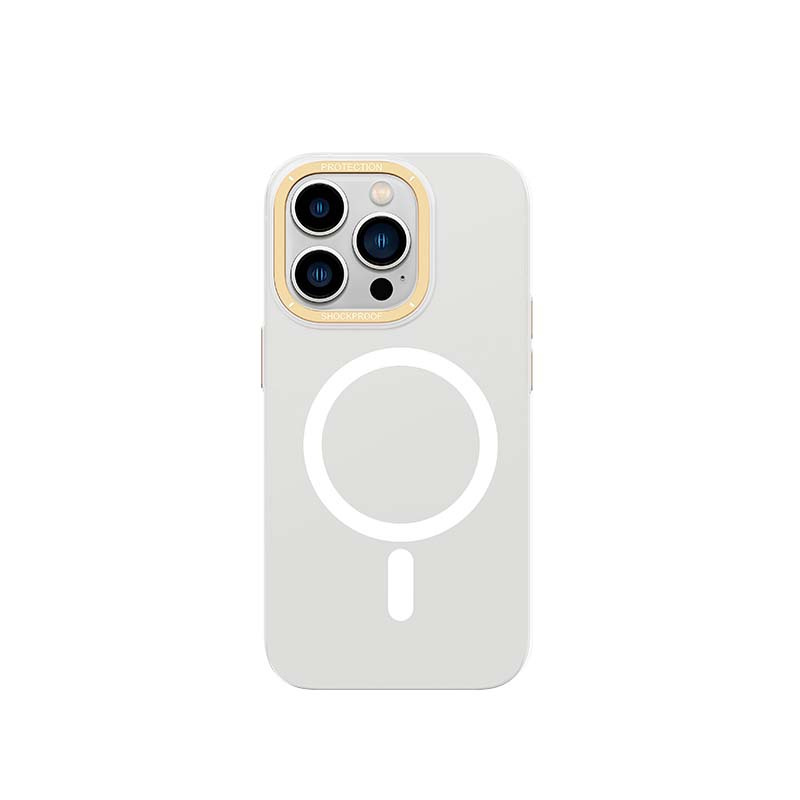 Kovovo-silikonový glazurovaný MagSafe obal Recci RPC-A146 pro iPhone 14 PLUS - Bílá