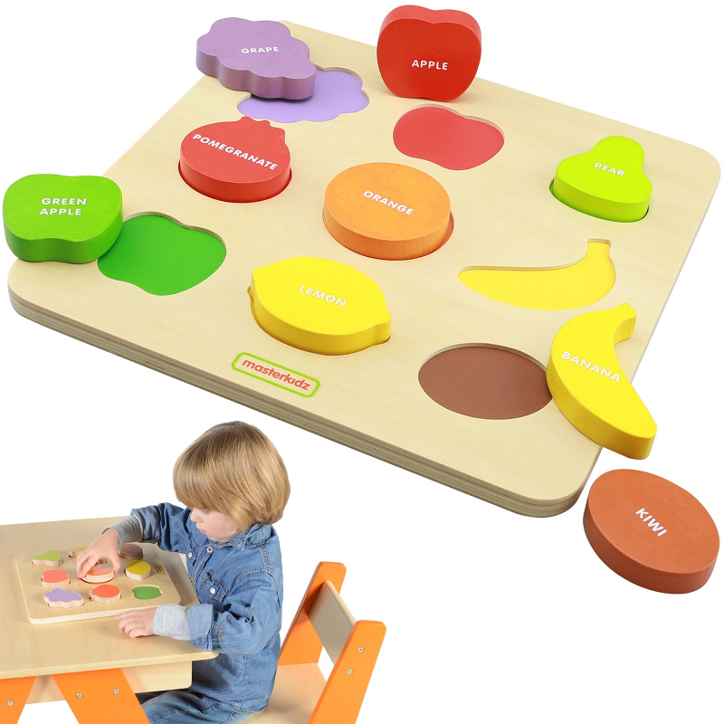 Masterkidz Dřevěný Tvarový Třídič Barevné Ovoce Montessori