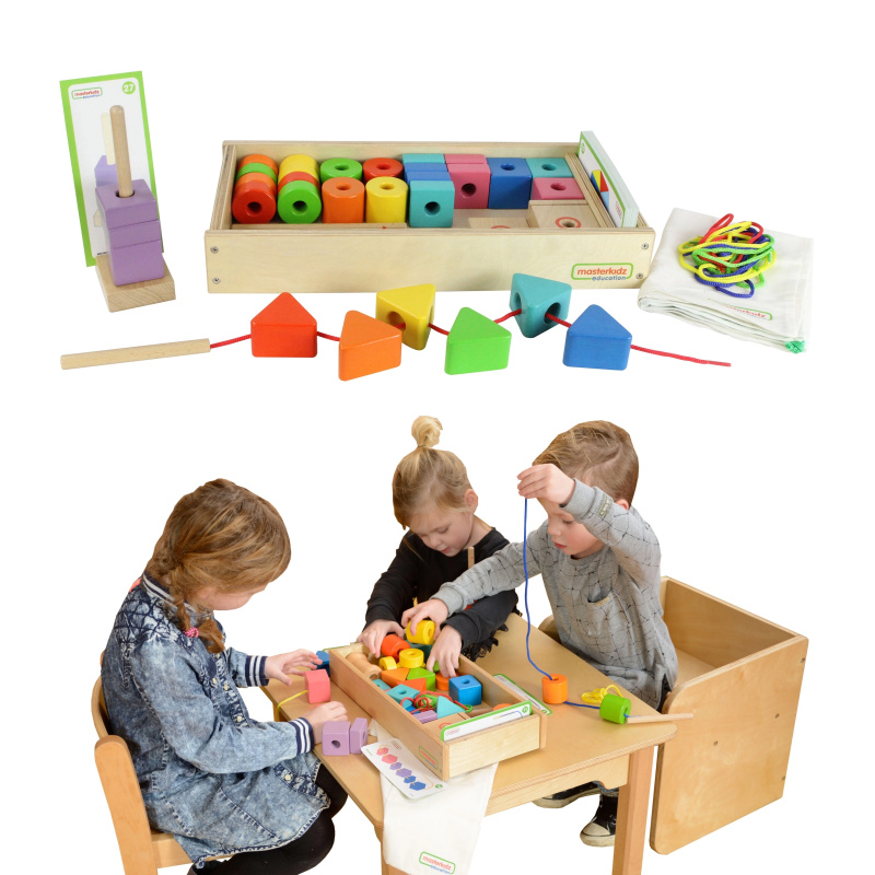Velká dřevěná navlékačka šněrovanka Montessori od Masterkidz