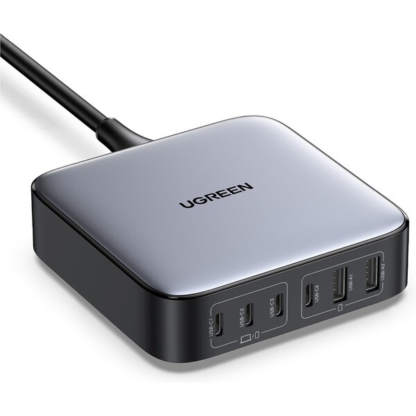 UGREEN 40914 2*USB-A+4*USB-C 200W Stolní rychlonabíječka Šedá