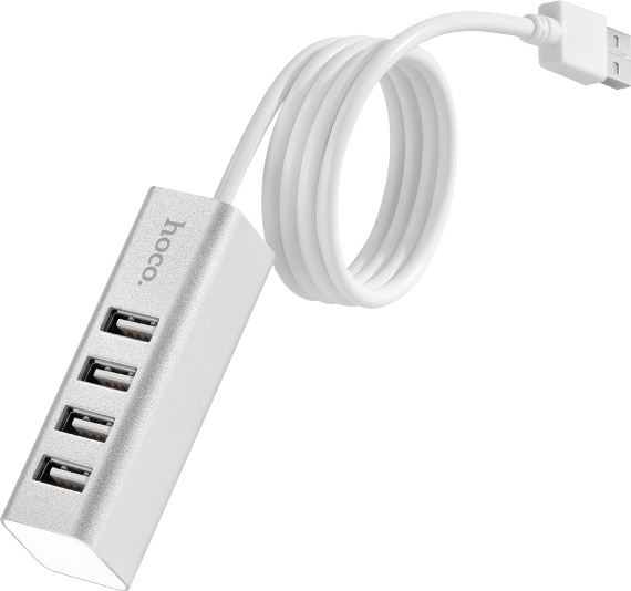 Hoco Redukce USB-A to USB-A - Hoco, HB1 USB Hub Silver