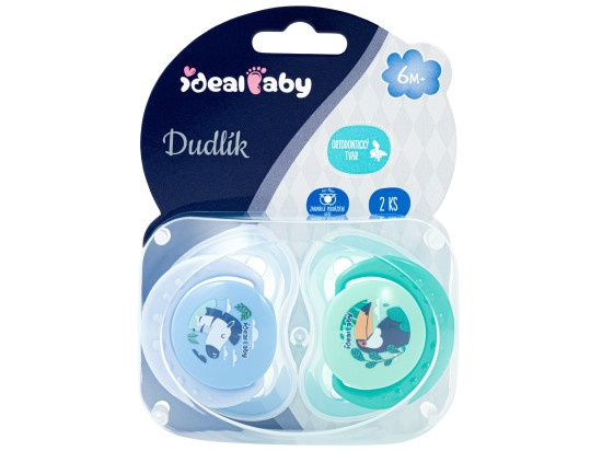 Ideal Baby Dudlíky silikonové 0m+, vel. S, modrý+tyrkysový zelený 2 ks