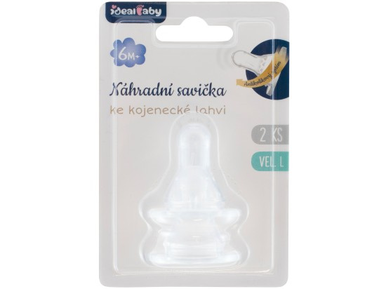Ideal Baby Savičky silikonové ke kojenecké lahvi 6m+, vel. L, 2 ks