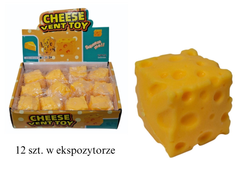 Antistresový gniotek ve tvaru čtvercového sýra