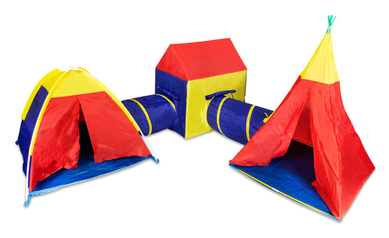 iPlay Stanový set 5v1 2 tunely vigvam domek