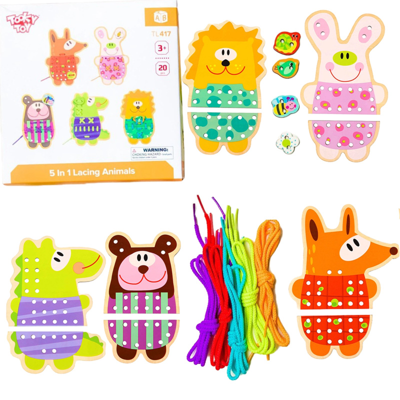 Tooky Toy arkádová hra Zvířátka na šněrování 5v1