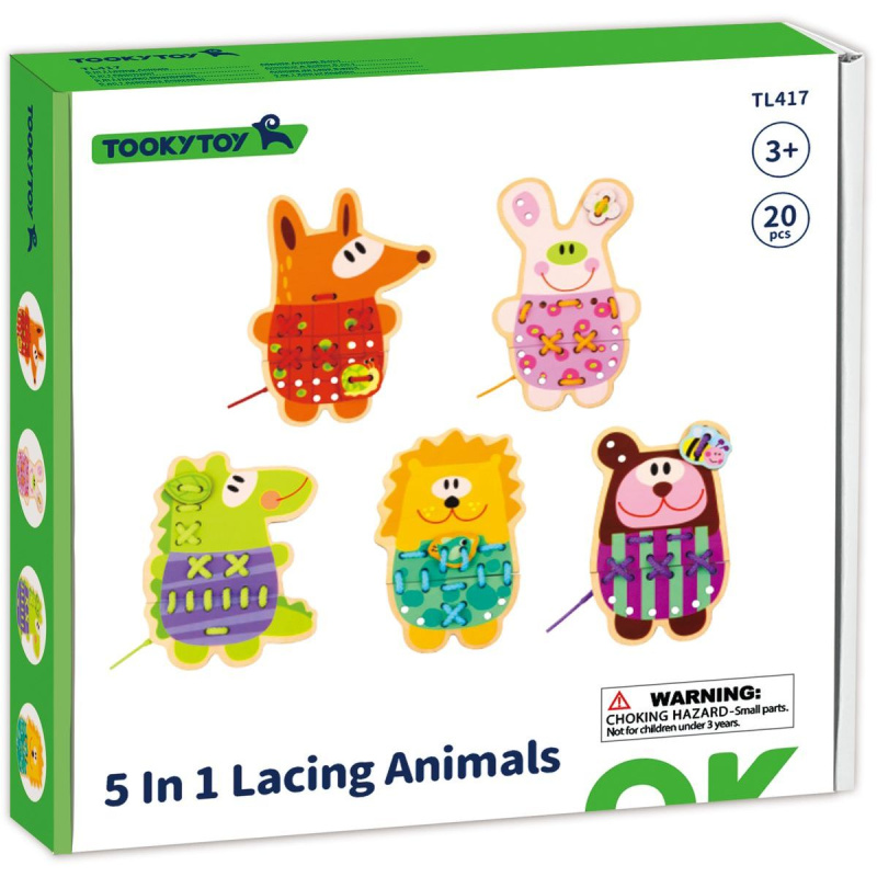 Tooky Toy arkádová hra Zvířátka na šněrování 5v1