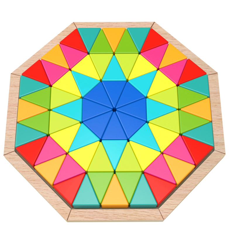 Tooky Toy Osmiúhelníková Dřevěná Mozaika Edukativní Puzzle