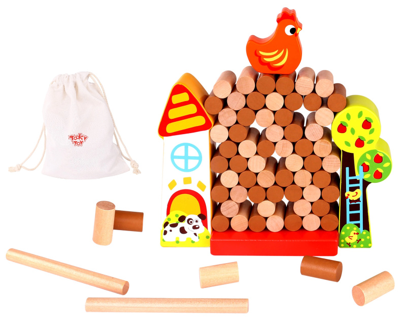 Tooky Toy Dřevěná Hra Spadni Kura Farma