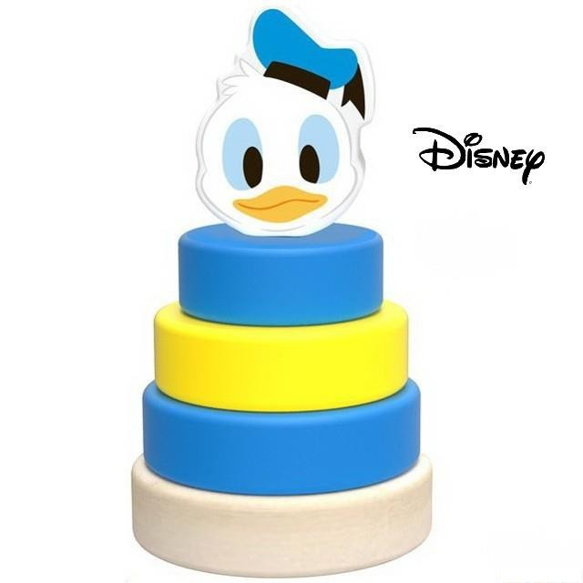 Skládačka s kroužky - Dřevěná pyramida Kačer Donald (Disney Derrson)