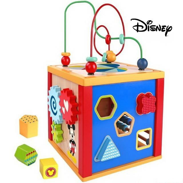 Motorická kostka - Dřevěná multifunkční Mickey 5v1 (Disney Derrson)
