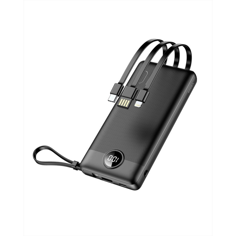 Externí baterie (POWER BANK) VEGER C10 - 10 000mAh (Micro + Typ C + Lightning 8-pin) černá