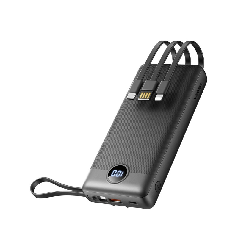Externí baterie (POWER BANK) VEGER C20 - 20 000mAh (Micro + Typ C + Lightning 8-pin) černá