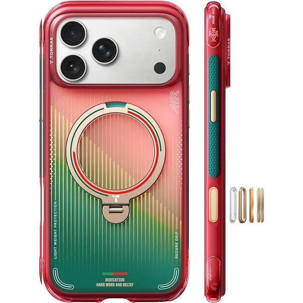 Torras Ostand Q3 Air World Cup Limited MagSafe kryt iPhone 17 Pro Max red & green