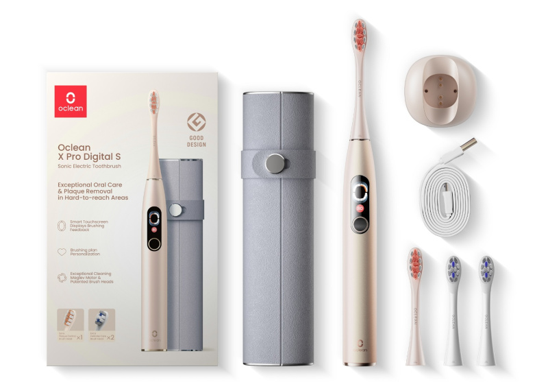 Oclean X Pro Digital sonický zubní kartáček + náhradní hlavice Gold 1 ks