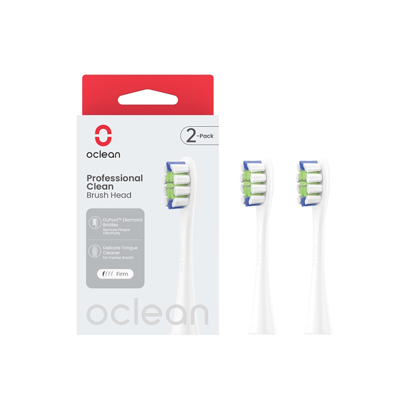 Oclean Náhradní hlavice pro zubní kartáčky Professional clean, 2 kusy (bílá)