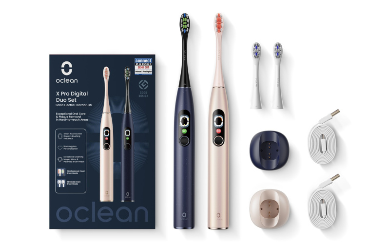 Oclean X Pro Digital Duo Set sonický elektrický zubní kartáček Gold&Blue 2 ks