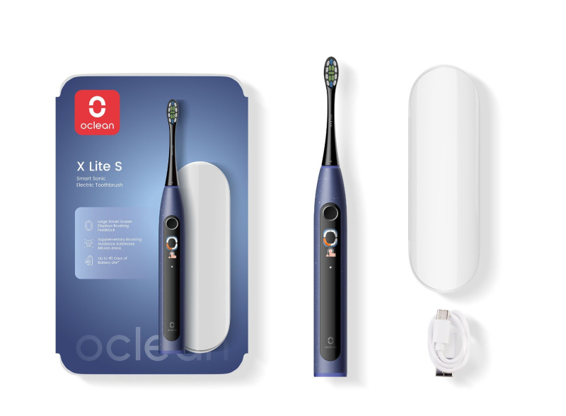Oclean X Lite Set sonický zubní kartáček s cestovním pouzdrem Dark Blue 1 ks