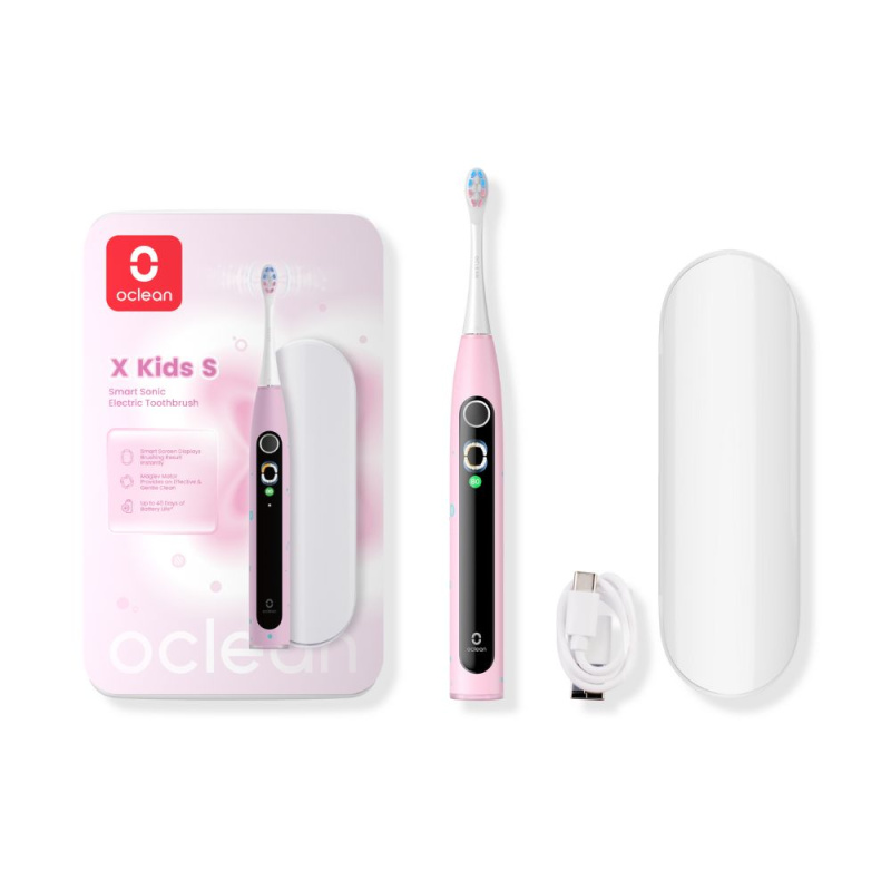 Oclean X Kids Set sonický zubní kartáček pro děti s cestovním pouzdrem Pink 1 ks