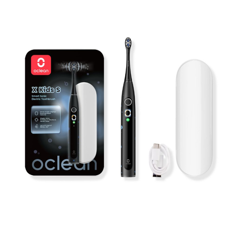 Oclean X Kids Set sonický zubní kartáček pro děti s cestovním pouzdrem Black 1 ks