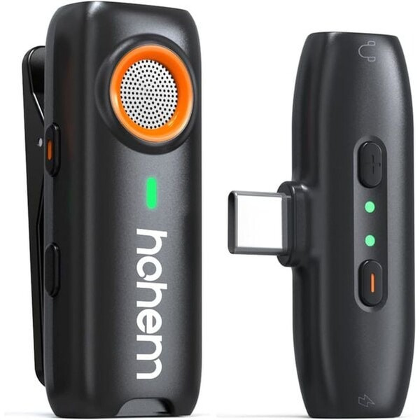 Hohem Bluetooth mikrofon s konektorem 1TX + 1RX (Type C) Černá