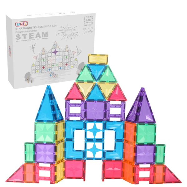 MNTL - Magnetická stavebnice hrad - 108 ks - duhové barvy MNTL